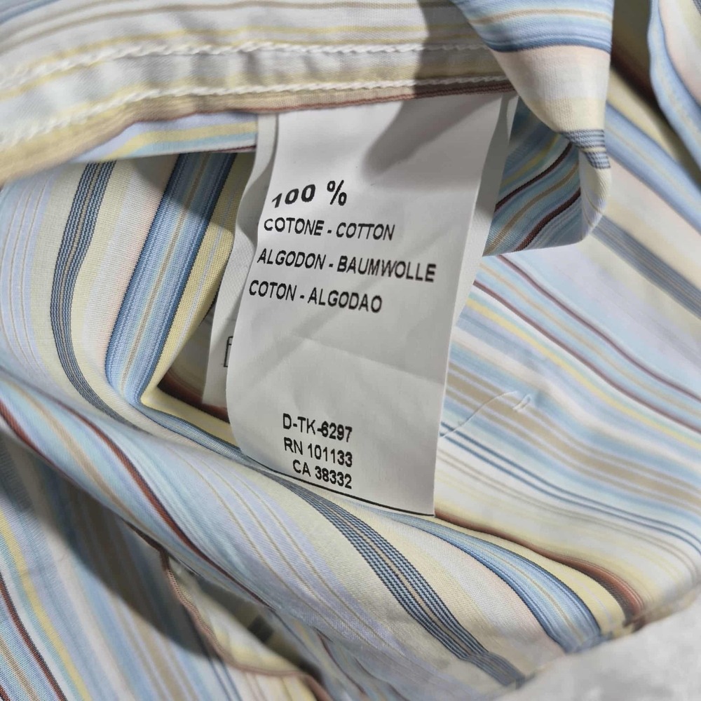 Ermenegildo Zegna Button Down Shirt Men's XL Long Sleeve Striped 100% Cotton NWT - Picture 7 of 8